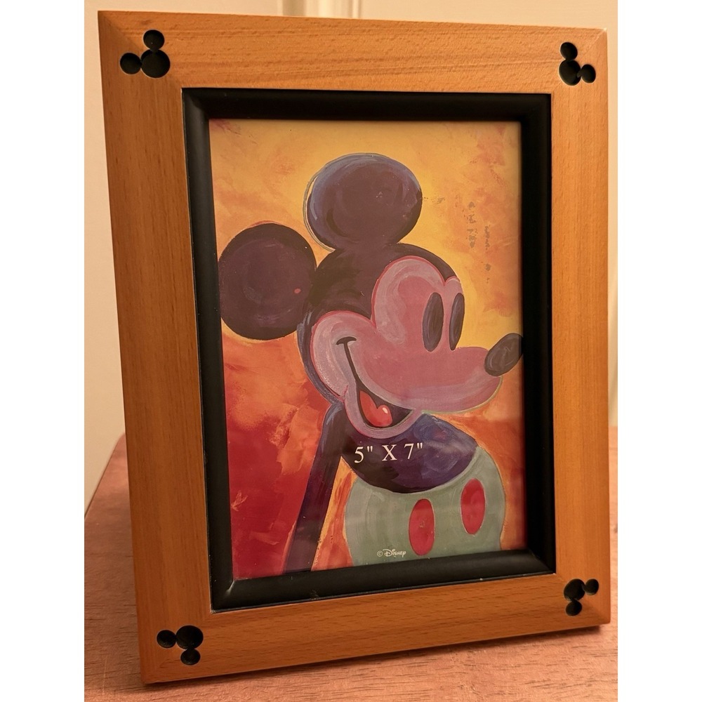 WDW Disney Parks Mickey Mouse Photo Picture Frame 5x7 Wood Black Mickey Cutout